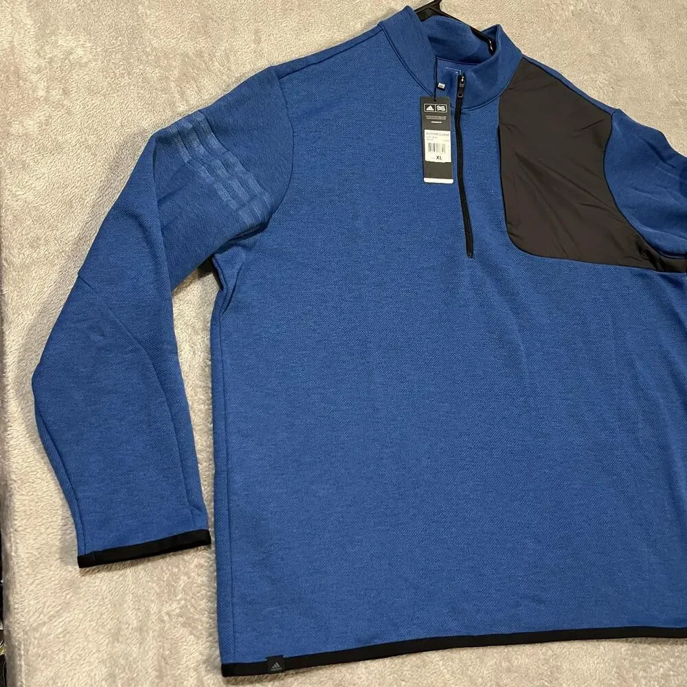 Adidas Adi Perform Golf Pullover Mens XL Blue 1/4 Zip Mock Neck Fleece